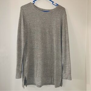 Heathered Beige Tunic Sweatshirt with Pockets